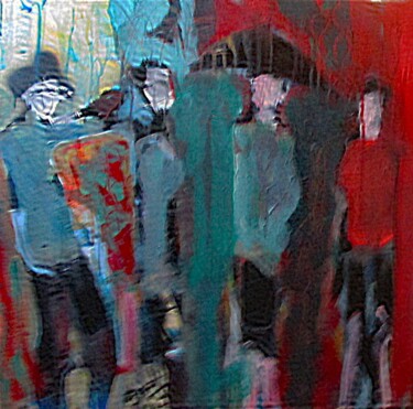 Painting titled "JOUR DE PLUIE, L'AV…" by Jacques Donneaud, Original Artwork, Acrylic Mounted on Wood Stretcher frame