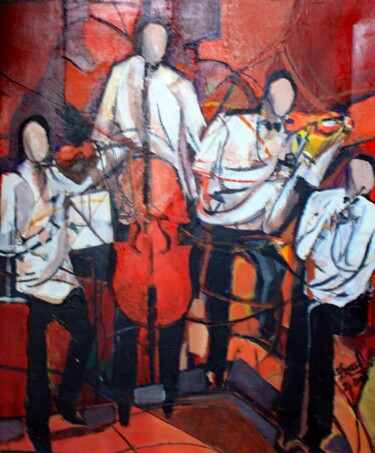 Painting titled "QUATUOR" by Jacques Donneaud, Original Artwork, Acrylic Mounted on Wood Stretcher frame
