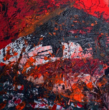 Painting titled "ROUGE, NOIR ABSTRAIT" by Jacques Donneaud, Original Artwork, Acrylic Mounted on Wood Stretcher frame
