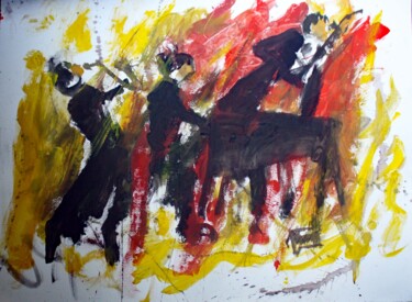 Peinture intitulée "JAZZ EN FOLIE" par Jacques Donneaud, Œuvre d'art originale, Gouache