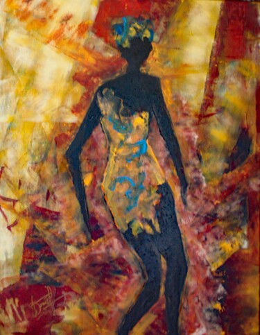 Pintura titulada "SCENE D'AFRIQUE, DA…" por Jacques Donneaud, Obra de arte original, Acrílico Montado en Bastidor de camilla…