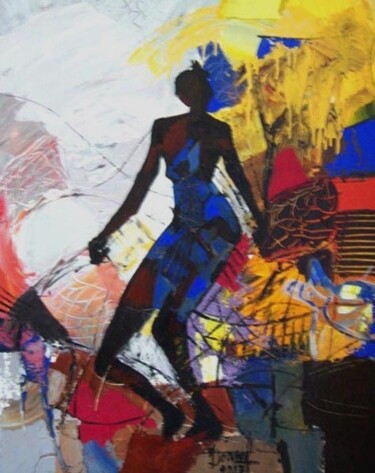 Peinture intitulée "L'Africaine" par Jacques Donneaud, Œuvre d'art originale, Acrylique Monté sur Châssis en bois