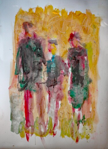 Painting titled "SILHOUETTES LOINTAI…" by Jacques Donneaud, Original Artwork, Watercolor