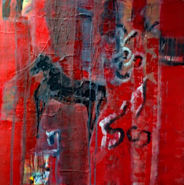 Painting titled "CHEVAL GRAFFITIS" by Jacques Donneaud, Original Artwork, Acrylic Mounted on Wood Stretcher frame