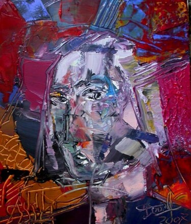 Painting titled "Autoportrait" by Jacques Donneaud, Original Artwork, Acrylic Mounted on Wood Stretcher frame