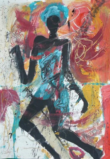 Painting titled "Danse africaine" by Jacques Donneaud, Original Artwork