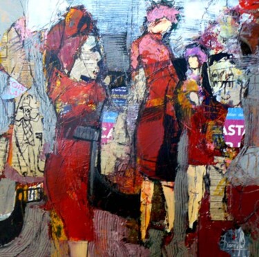 Collages titled "Carnaval" by Jacques Donneaud, Original Artwork, Acrylic Mounted on Wood Stretcher frame