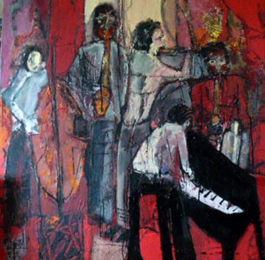 绘画 标题为“L'instant jazz 2” 由Jacques Donneaud, 原创艺术品, 其他 安装在木质担架架上