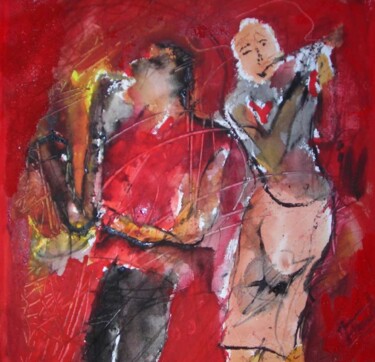 Peinture intitulée "Musiciens de rue" par Jacques Donneaud, Œuvre d'art originale, Aquarelle