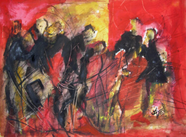 Peinture intitulée "les danseurs" par Jacques Donneaud, Œuvre d'art originale, Aquarelle