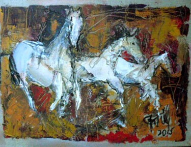 Painting titled "Camargue sauvage" by Jacques Donneaud, Original Artwork, Acrylic
