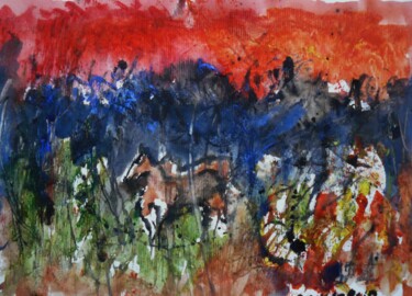 Pittura intitolato "Paysage serein" da Jacques Donneaud, Opera d'arte originale, Acquarello