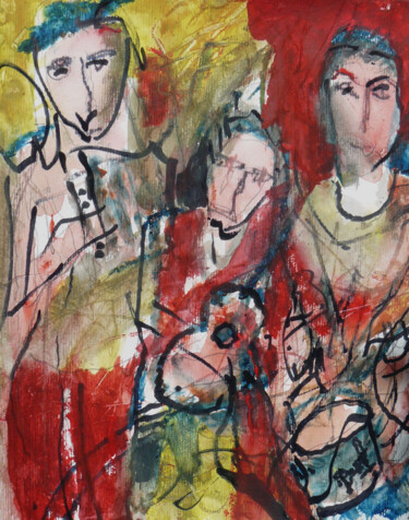 绘画 标题为“Orchestre de rue, a…” 由Jacques Donneaud, 原创艺术品, 水彩