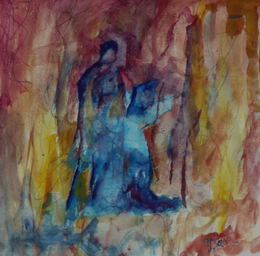 Peinture intitulée "Fresque à Pompei" par Jacques Donneaud, Œuvre d'art originale, Aquarelle