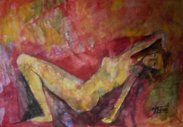 Painting titled "LA DETENTE" by Jacques Donneaud, Original Artwork, Watercolor