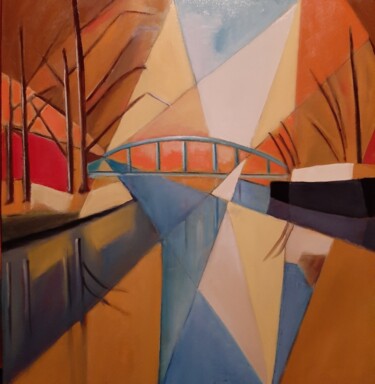 Peinture intitulée "le Canal du Midi" par Jacques Drai, Œuvre d'art originale, Huile Monté sur Châssis en bois