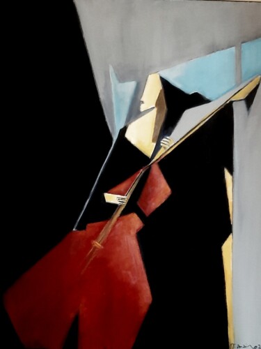 Картина под названием "la Violencelliste" - Jacques Drai, Подлинное произведение искусства, Масло Установлен на Деревянная р…