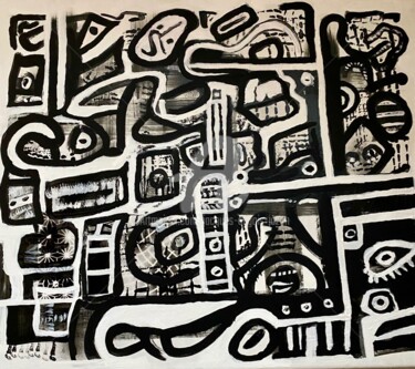 Painting titled "noir et blanc. 01" by Jacques Dugois (JAZON), Original Artwork, Acrylic Mounted on Wood Stretcher frame
