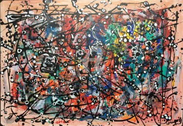 Painting titled "Pollock et moi" by Jacques Dugois (JAZON), Original Artwork, Acrylic