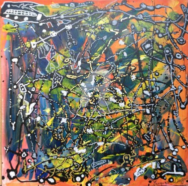 Malerei mit dem Titel "pollock et moi 2" von Jacques Dugois (JAZON), Original-Kunstwerk, Acryl