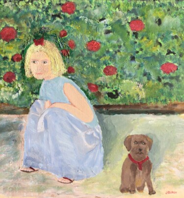 Painting titled "Au jardin d’enfant" by Jacques Duron, Original Artwork, Oil