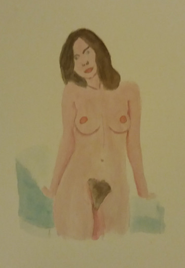 Peinture intitulée "Femme nue" par Emmanuel Jacques, Œuvre d'art originale, Aquarelle