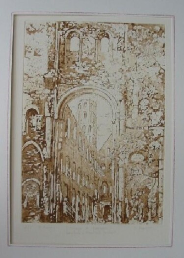 Dessin intitulée "L'Abbaye de Jumièges" par Jacques Fontan, Œuvre d'art originale
