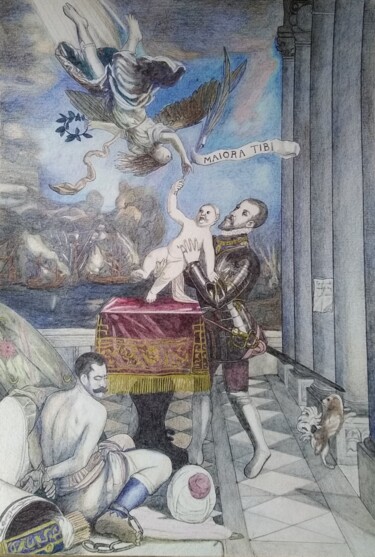 Dessin intitulée "Philippe II présent…" par Jacques François, Œuvre d'art originale, Stylo à bille
