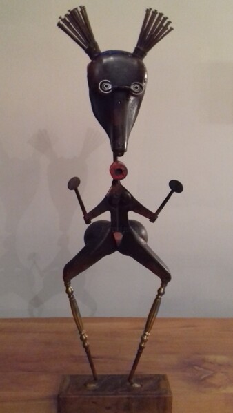 Sculpture intitulée "Afro dis ziak" par Jacques Gomes, Œuvre d'art originale, Métaux