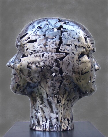 Sculpture titled "Janus bipolaire" by Jacques Hellegouarch (Jaco), Original Artwork