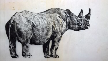 Drawing titled "Auto Rhino ... - wp…" by Jacques Jégo, Original Artwork, Ink