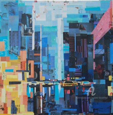Collages titled "New York street" by Jacques Lacourrege, Original Artwork, Acrylic