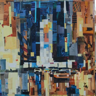 Collages intitolato "New York by night" da Jacques Lacourrege, Opera d'arte originale, Acrilico