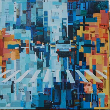 Collages titled "New York bus" by Jacques Lacourrege, Original Artwork, Acrylic