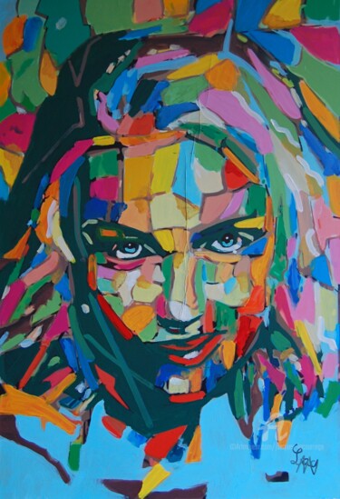 Malerei mit dem Titel "Alison" von Jacques Lacourrege, Original-Kunstwerk, Acryl