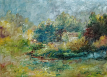 Peinture intitulée "Au bout du ruisseau" par Jacques Lateur, Œuvre d'art originale, Huile