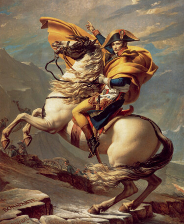 Painting titled "Napoléon traversant…" by Jacques-Louis David, Original Artwork, Oil