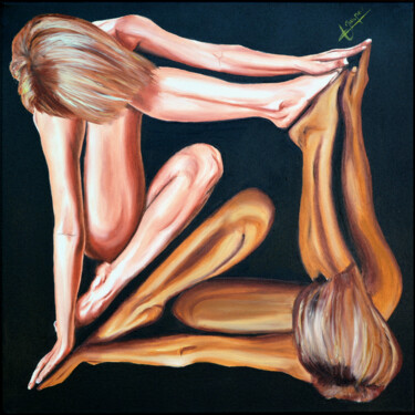 제목이 "Reflet"인 미술작품 Jacques Maupas로, 원작, 기름 나무 들것 프레임에 장착됨