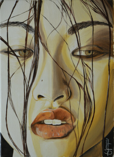 Painting titled "Portrait chinoise" by Jacques Maupas, Original Artwork, Oil Mounted on Wood Stretcher frame