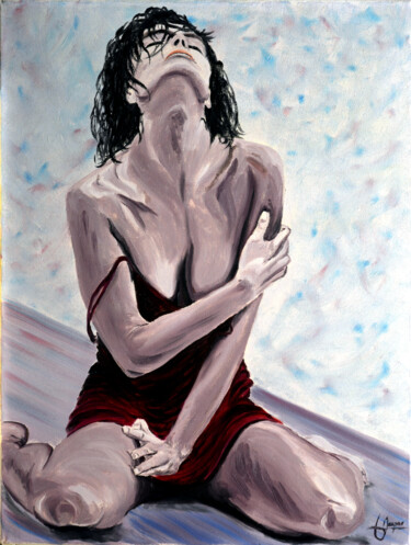 Картина под названием "La fille à la robe…" - Jacques Maupas, Подлинное произведение искусства, Масло Установлен на Деревянн…