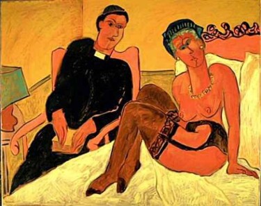 Pintura titulada "Confession de Marie…" por Jacques Metairie, Obra de arte original, Oleo