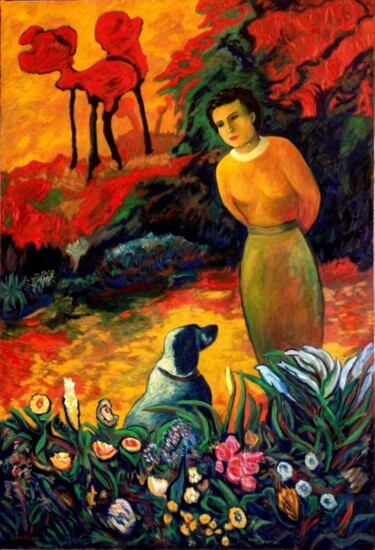 Peinture intitulée "Le soir au jardin" par Jacques Metairie, Œuvre d'art originale