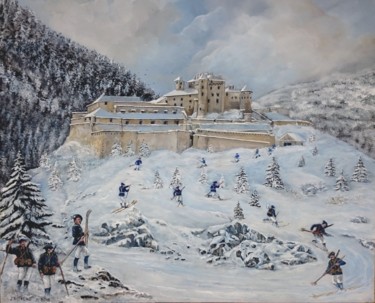 Painting titled "Fort Queyras" by Jacques Moncho (Art d'antan), Original Artwork, Oil