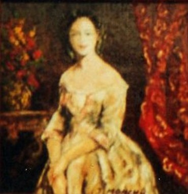 Peinture intitulée "La dame aux bouquet" par Jacques Moncho (Art d'antan), Œuvre d'art originale, Huile