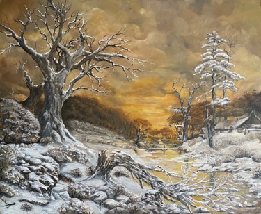 Pintura intitulada "L'arbre brisé" por Jacques Moncho (Art d'antan), Obras de arte originais, Óleo Montado em Armação em mad…