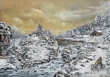 Malarstwo zatytułowany „Le musher” autorstwa Jacques Moncho (Art d'antan), Oryginalna praca, Olej Zamontowany na Drewniana r…