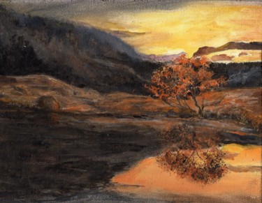 Peinture intitulée "Paysage au soleil c…" par Jacques Moncho (Art d'antan), Œuvre d'art originale, Huile