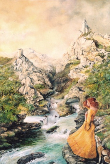 Painting titled "Eole et la Belle" by Jacques Moncho (Art d'antan), Original Artwork, Oil