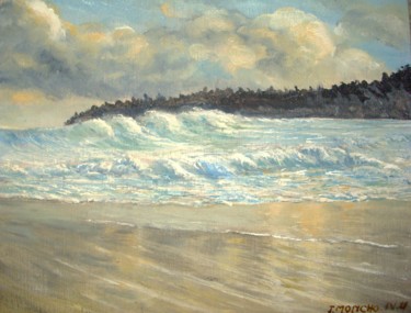 Peinture intitulée "Le bruit des vagues" par Jacques Moncho (Art d'antan), Œuvre d'art originale, Huile