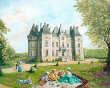 Peinture intitulée "Le château de Tregu…" par Jacques Moncho (Art d'antan), Œuvre d'art originale, Huile